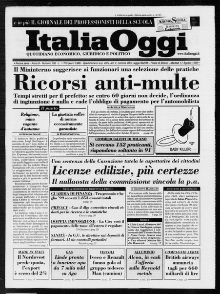 Italia oggi : quotidiano di economia finanza e politica